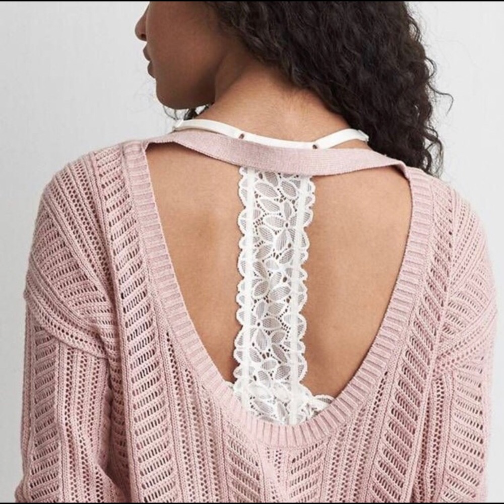 American Eagle Sweater Open Back Loose Knit